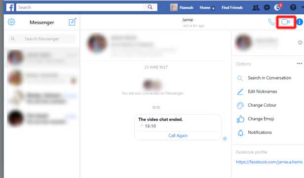 Facebook Messenger video call